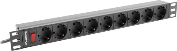 Lanberg Listwa zasilająca PDU 19" 1U 9x Schuko 3m (PDU-09F-0300-BK)