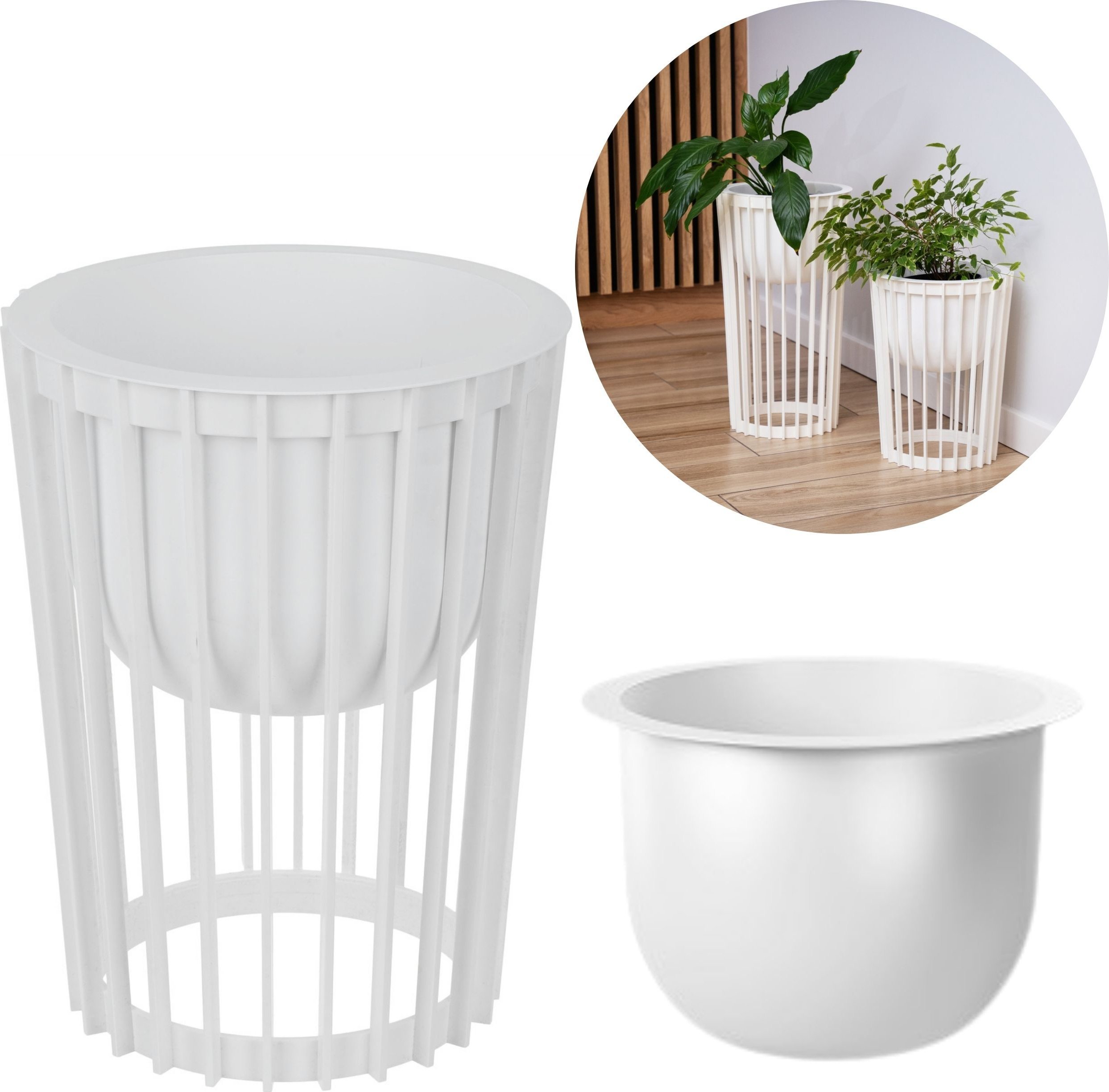 Kwietnik wysoki dwustronny Standy 40h Stojak na kwiaty + wkład wewnętrzny