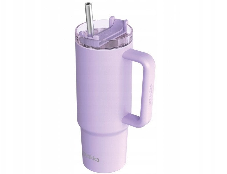 Quokka Stream - Kubek termiczny ze stali nierdzewnej 950 ml ze słomką (Purple)