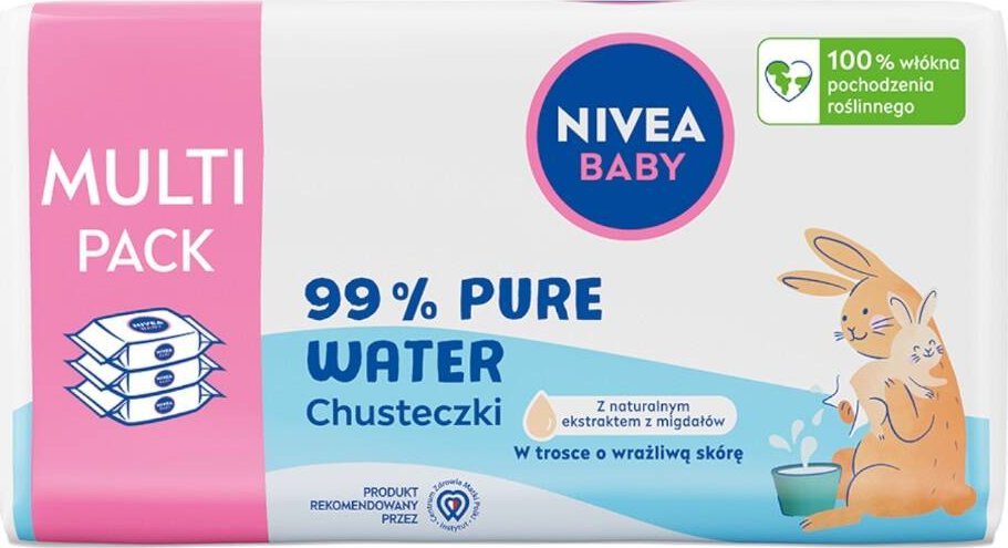 Nivea Chusteczki nawilżane 99% Pure Water 3x57 szt.