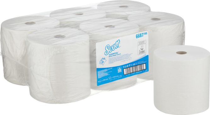 Kimberly-Clark Scott XL - Ręczniki papierowe w dużej roli, makulatura, 354 m - białe