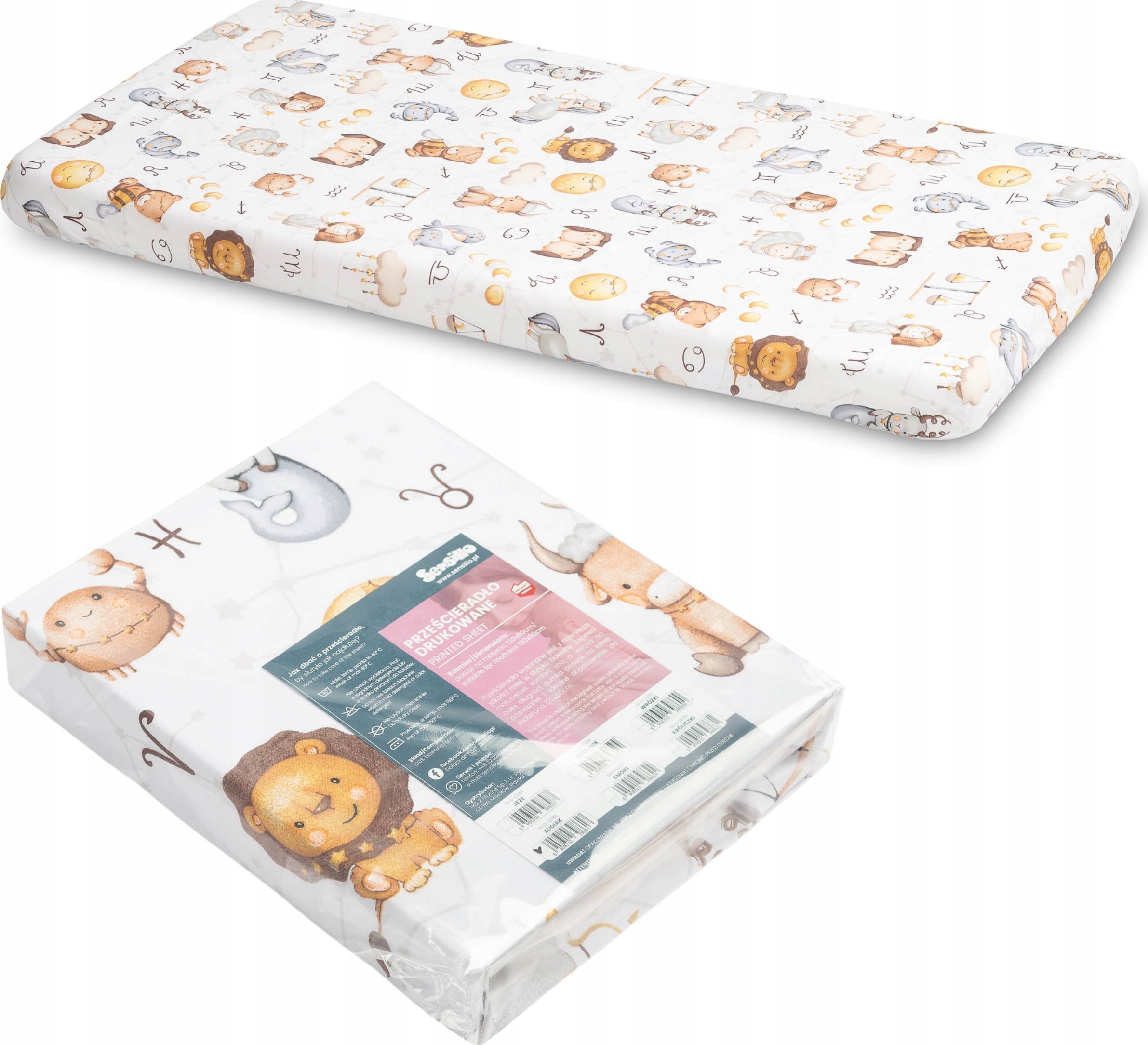 Sensillo PRZEŚCIERADŁO DRUKOWANE ZODIAK 60X120CM
