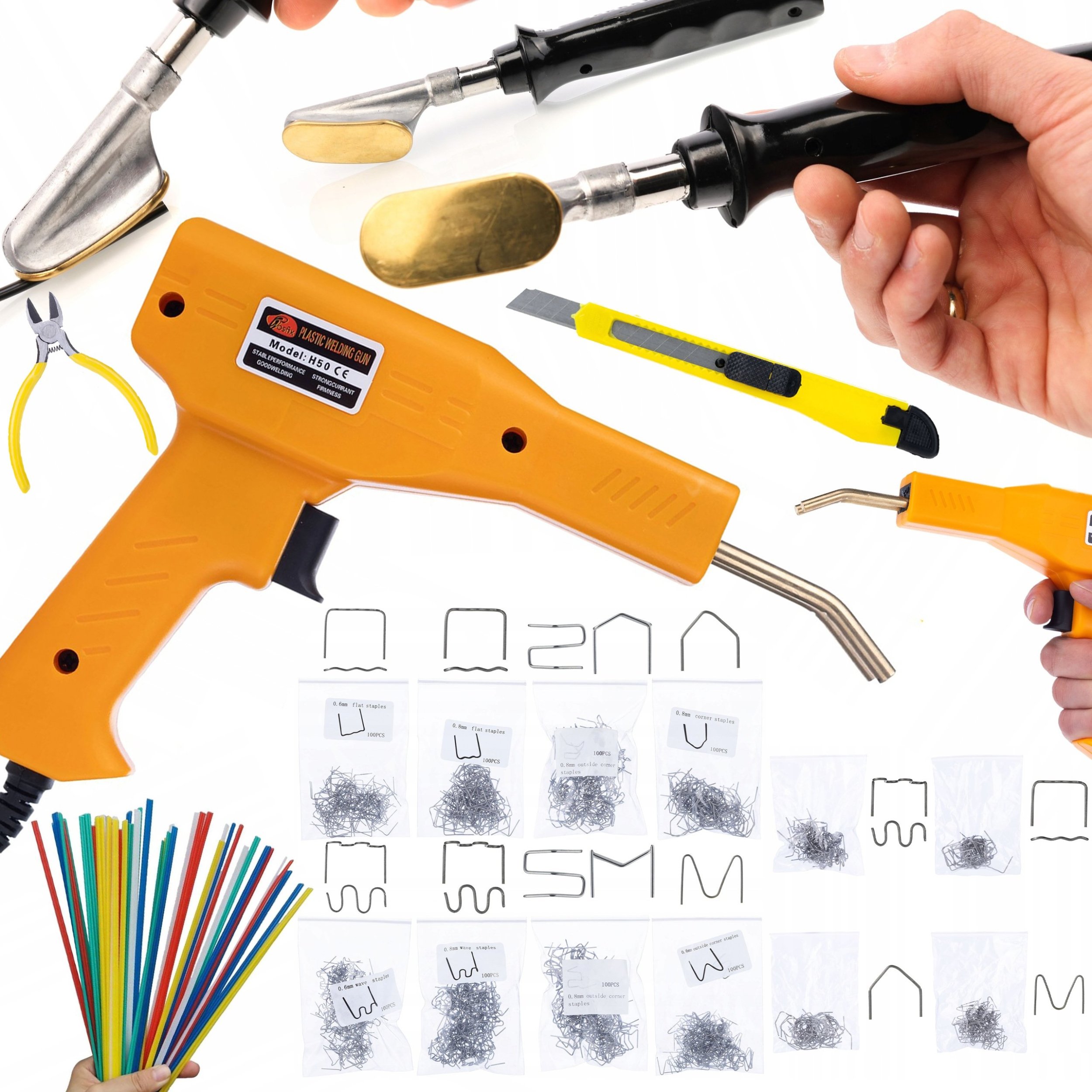 Rosfix LUTOWNICA DO WYGŁADZANIA PLASTIKU+ZSZYWACZ 200 ZSZYWEK+800 ZSZYWEK+SPOIWA