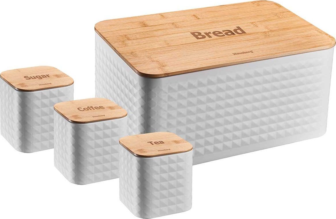 Chlebak Klausberg bambusowo-stalowy z pojemnikami (KB-7483)