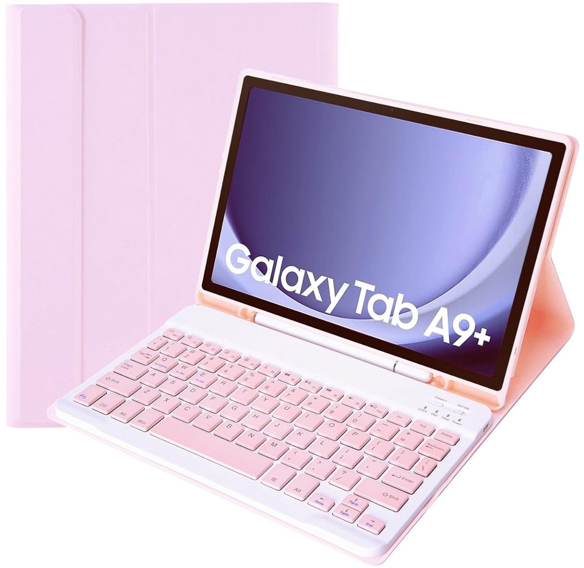 Etui z klawiaturą Bluetooth do Samsung Galaxy Tab A9+ Plus SM-X210, różowe