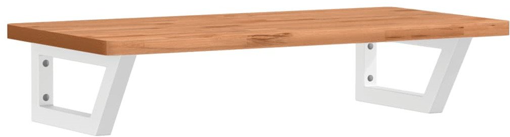 Półka ścienna pod umywalkę, stal i lite drewno bukowe