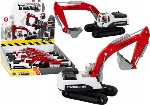 LeanToys Koparka Gąsienicowa Biało-Czerwona Metalowa Łyżka