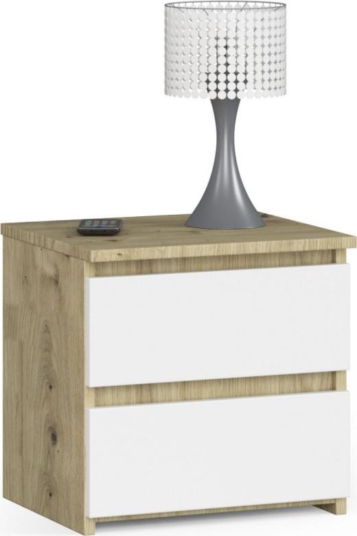 Fabryka Mebli Akord Szafka nocna CL2 40 cm 2 szuflady - dąb artisan-biała
