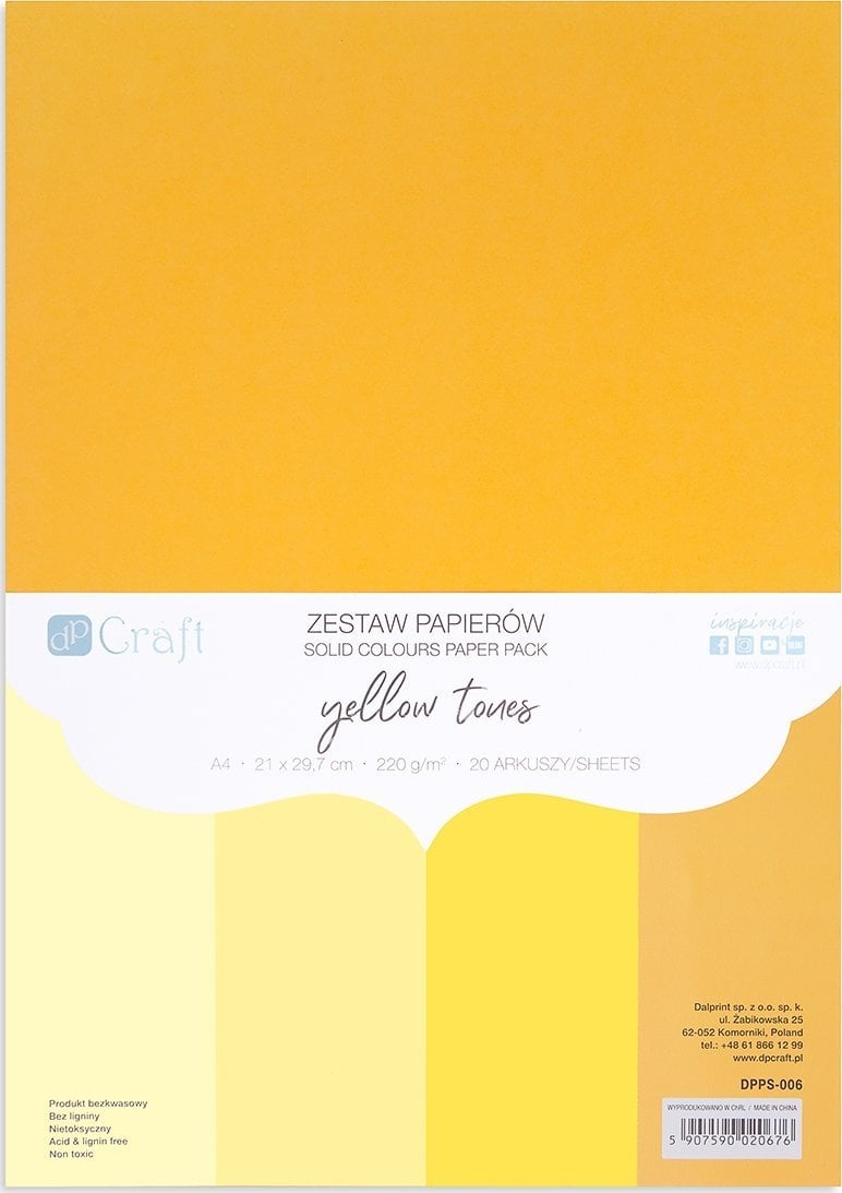 Zestaw papierów A4 20 arkuszy Yellow tones 220g