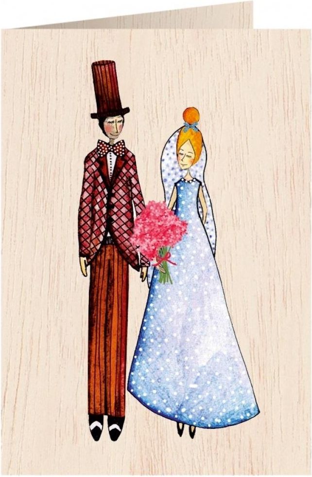 Cozywood Karnet drewniany C6 + koperta Ślub Para Młoda