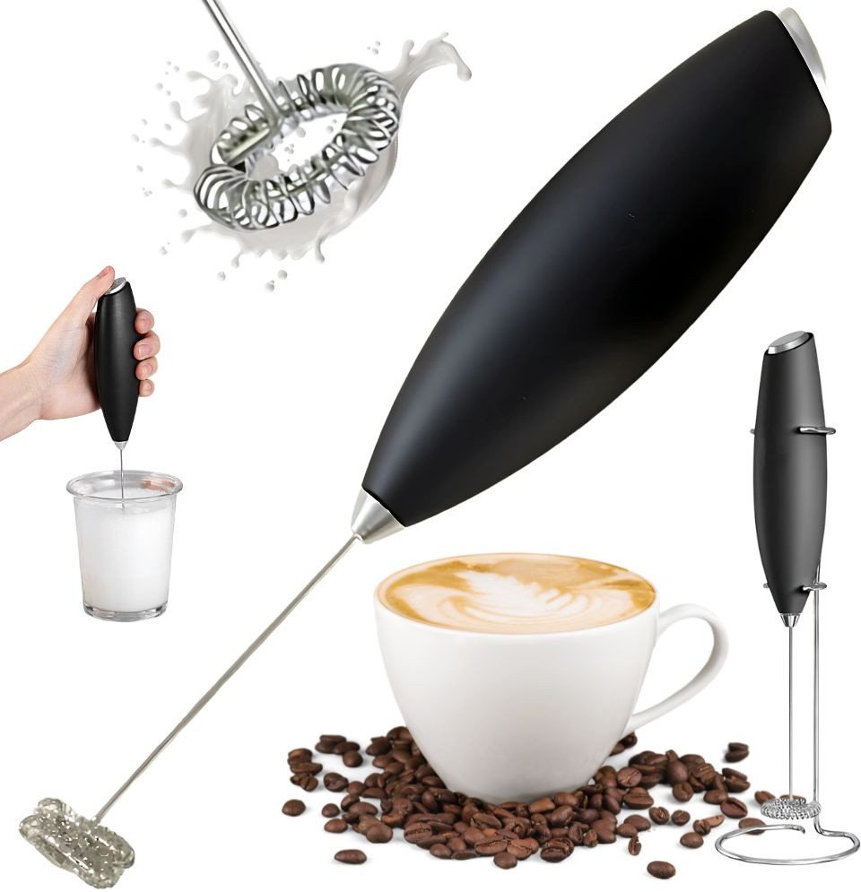Spieniacz do mleka kawy ręczny ubijacz mini mikser elektryczny ze stojakiem