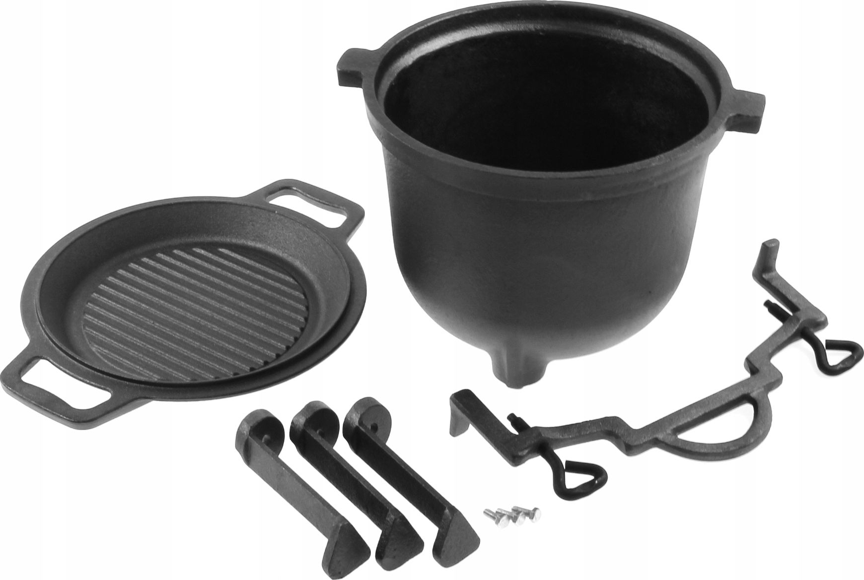 Rossner KOCIOŁEK ŻELIWNY MYŚLIWSKI 8L Z PATELNIĄ GRILLOWĄ ROSSNER MK-203