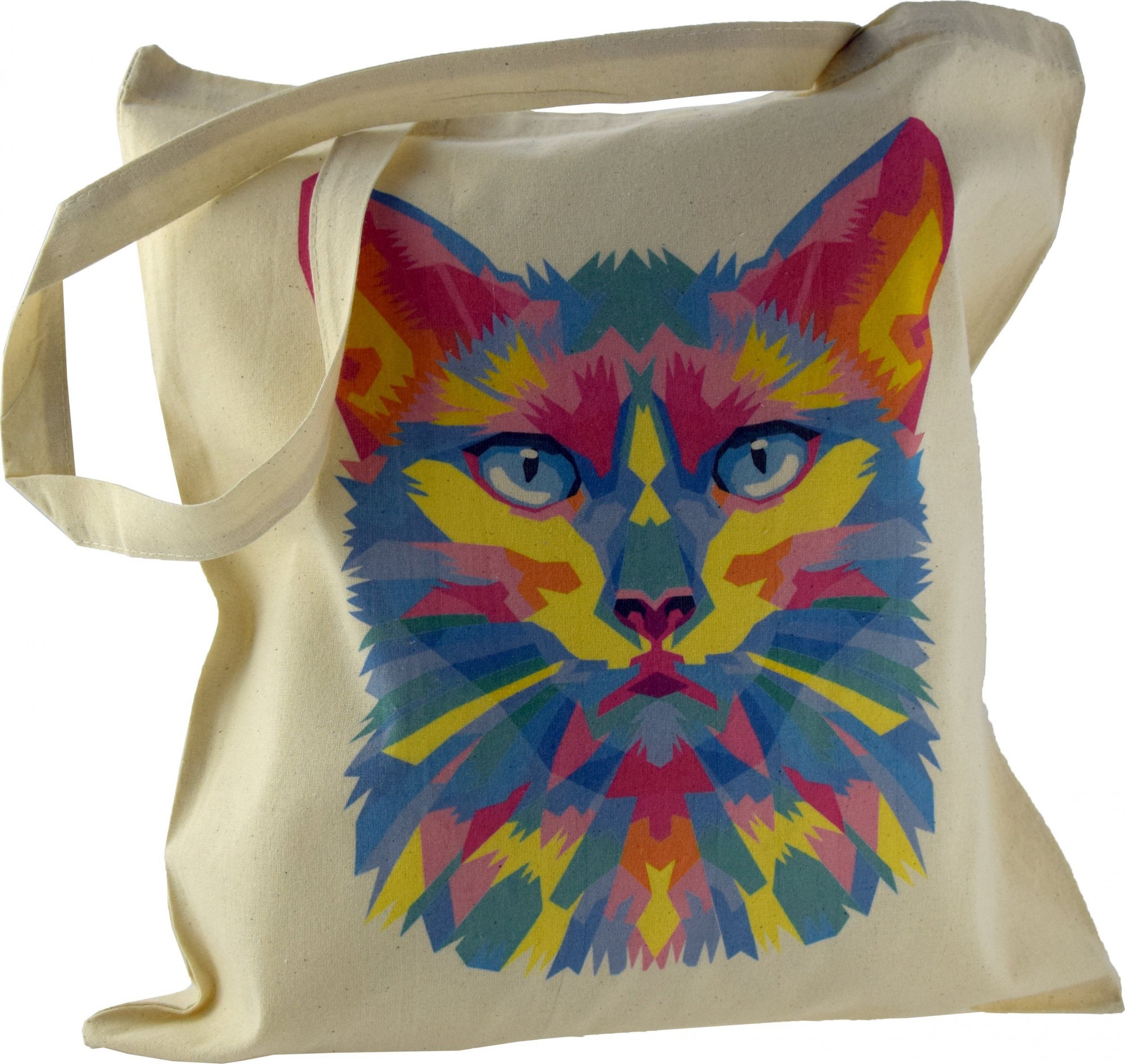 TorbyPRO torba bawełniana ECRU nadruk KOT KOLOR