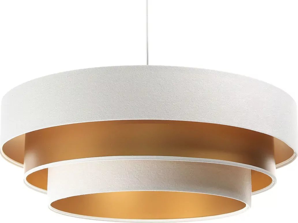 Lampa wisząca Lumes Biało-złota okrągła lampa wisząca welurowa - S442-Mantra