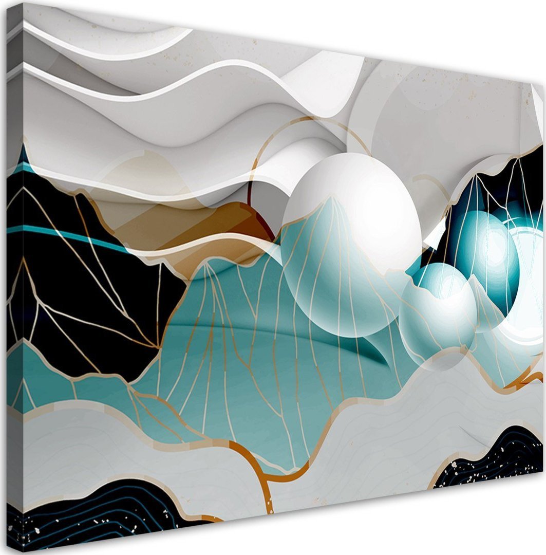 Feeby Obraz na płótnie, Turkusowa abstrakcja z kulami 3D - 120x80