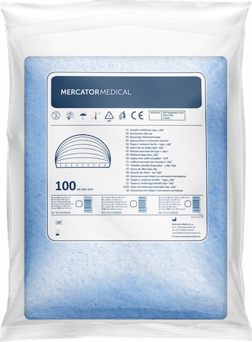 Mercator Medical Czepek z włókniny typu "clip" (niebieski) 100 szt.