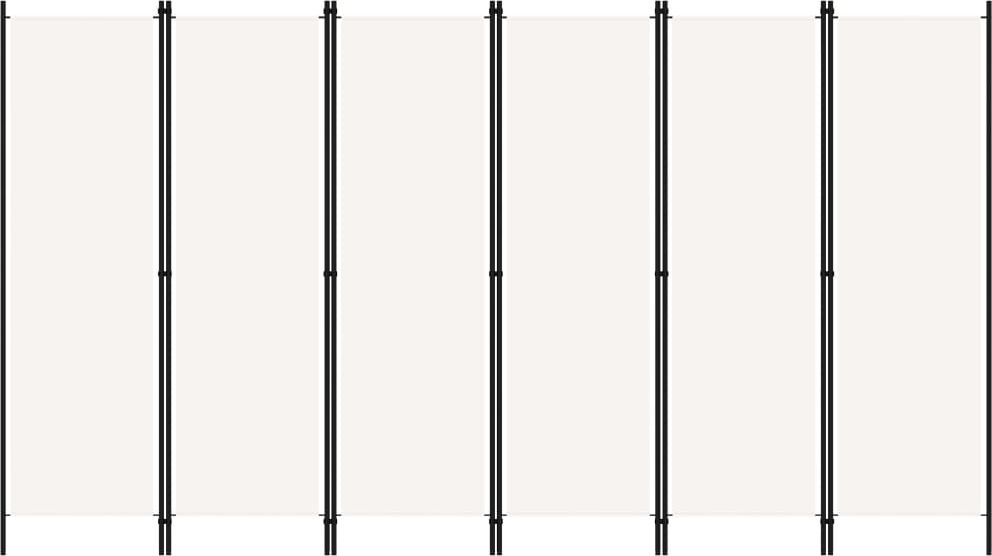 vidaXL Parawan 6-panelowy, kremowy, 300 x 180 cm