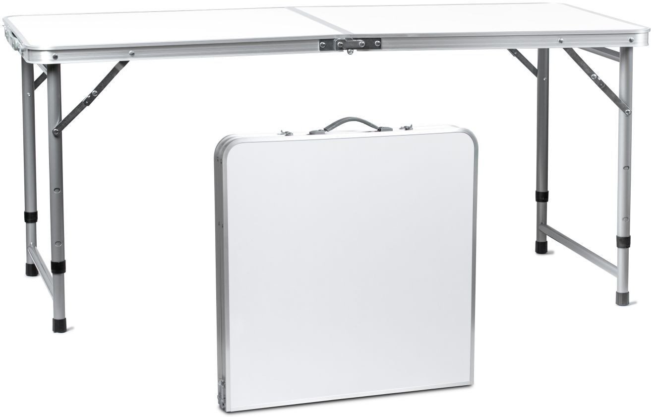 Stolik turystyczny stół składany ogrodowy walizka z uchwytem do przenoszenia i regulacją wysokości 120x60x70 cm biały
