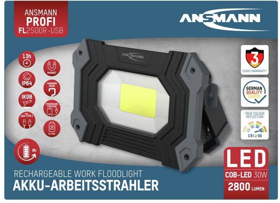 Lampa robocza Ansmann FL2500R, 2400 lumenów, akumulator