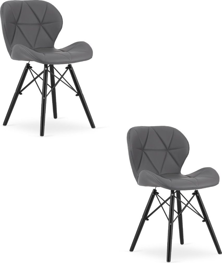Leobert Krzesło LAGO ekoskóra - szare / nogi czarne x 2