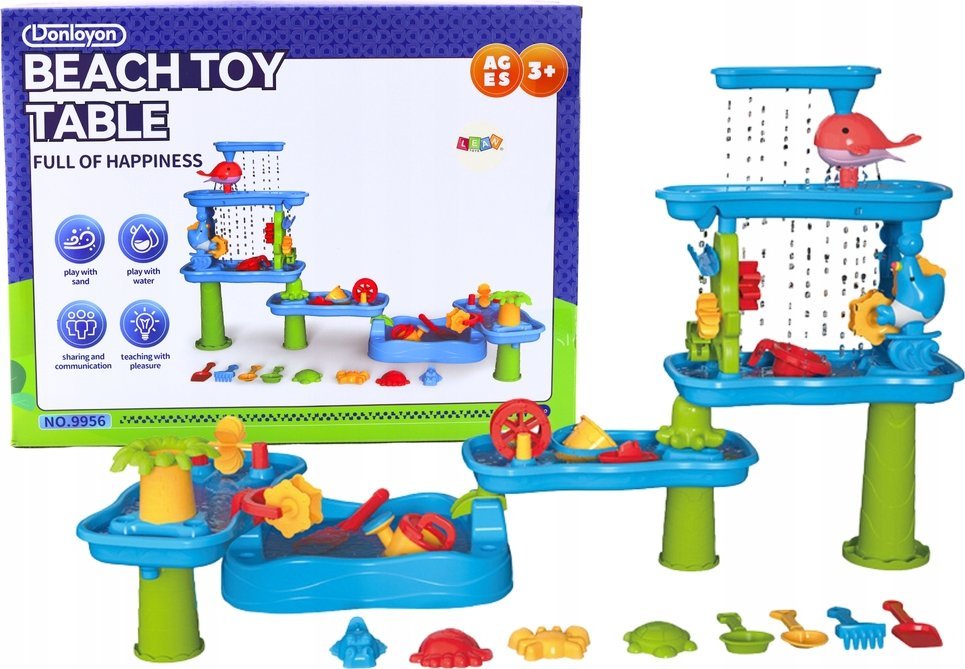 LeanToys Duży Interaktywny Stolik Park Wodny Do Piasku Foremki Młynki