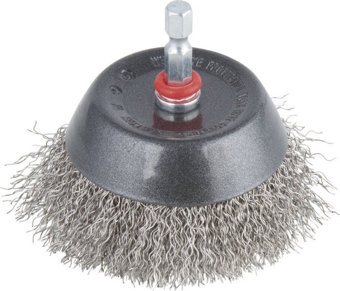 Wolfcraft Szczotka doczołowa 75 mm Wolfcraft - drut ze stali nierdzewnej, trzpień 6-kąt