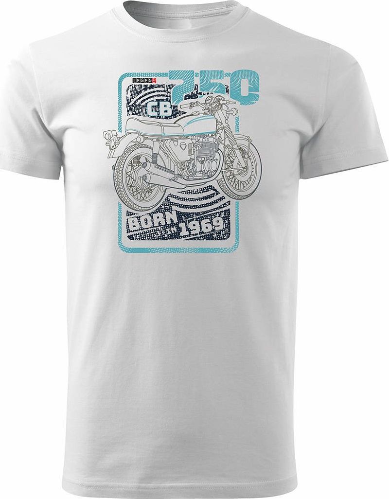 Topslang Koszulka motocyklowa z motocyklem Honda CB 750 męska biała REGULAR XL