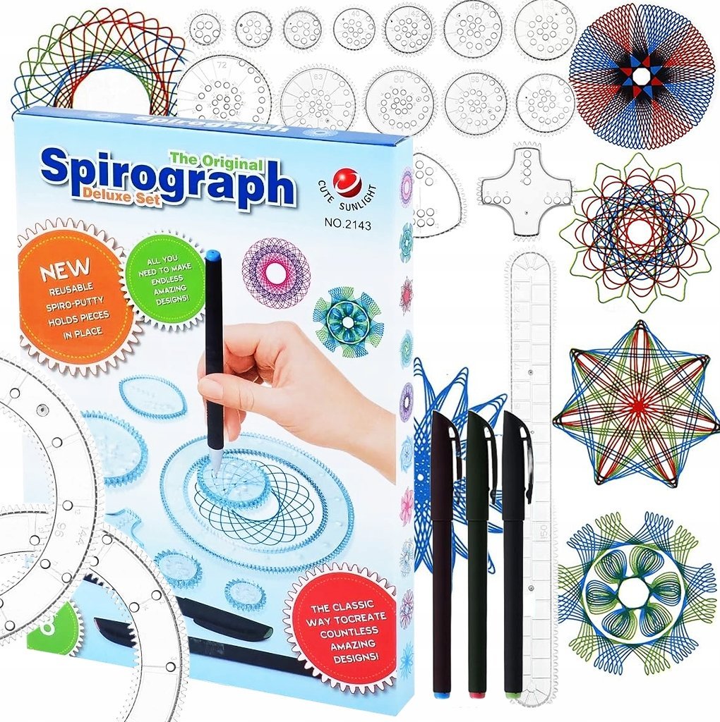 SPIROGRAF, Zestaw Do Rysowania, Szablony, Pisaki