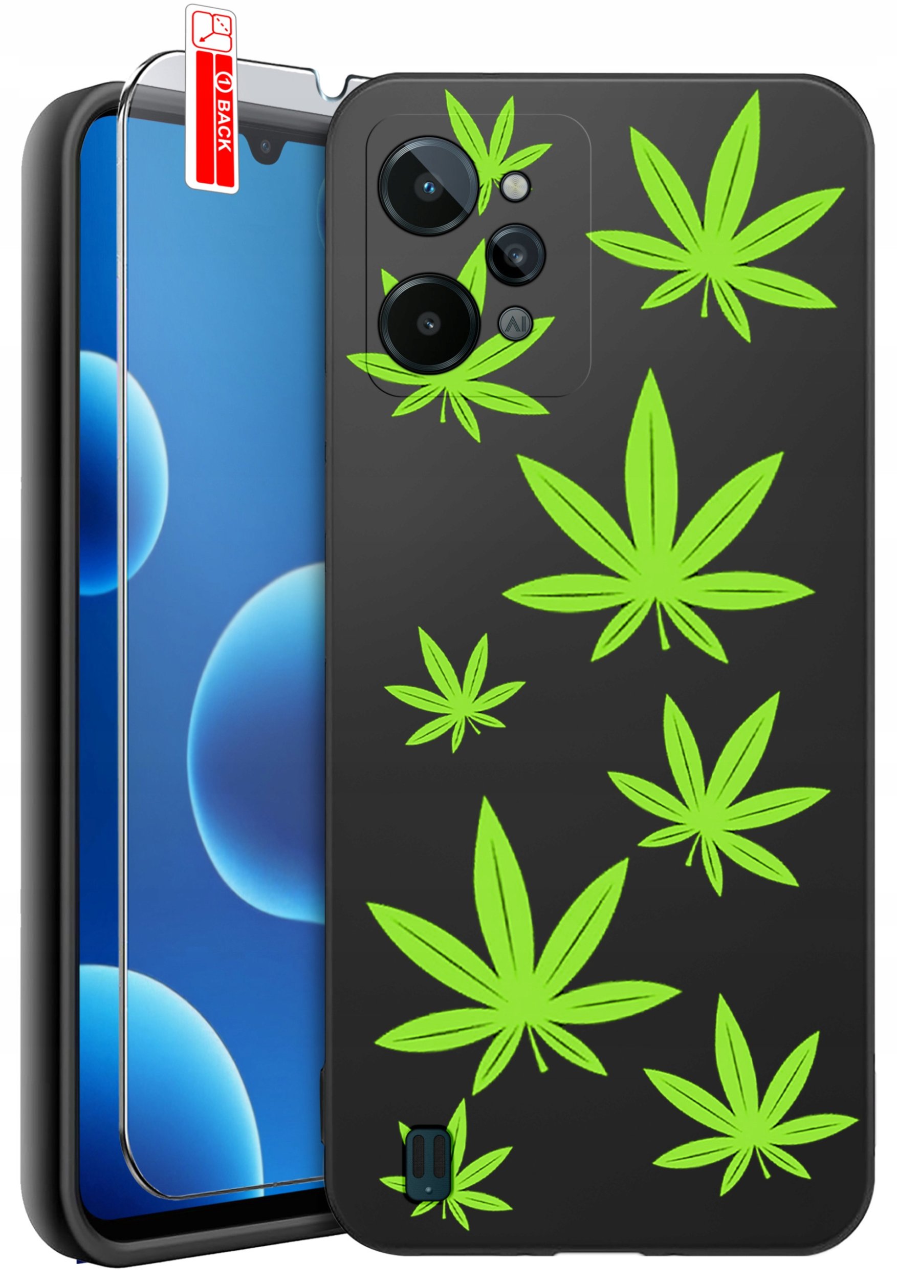 ETUI do Realme C31| WZORY | SILIKONOWE MATT CASE + SZKŁO 9H