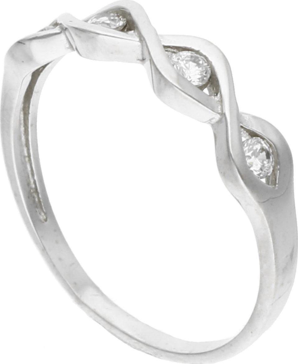 Rosanto Pleciony pierścionek z białego złota z cyrkoniami 585 14k