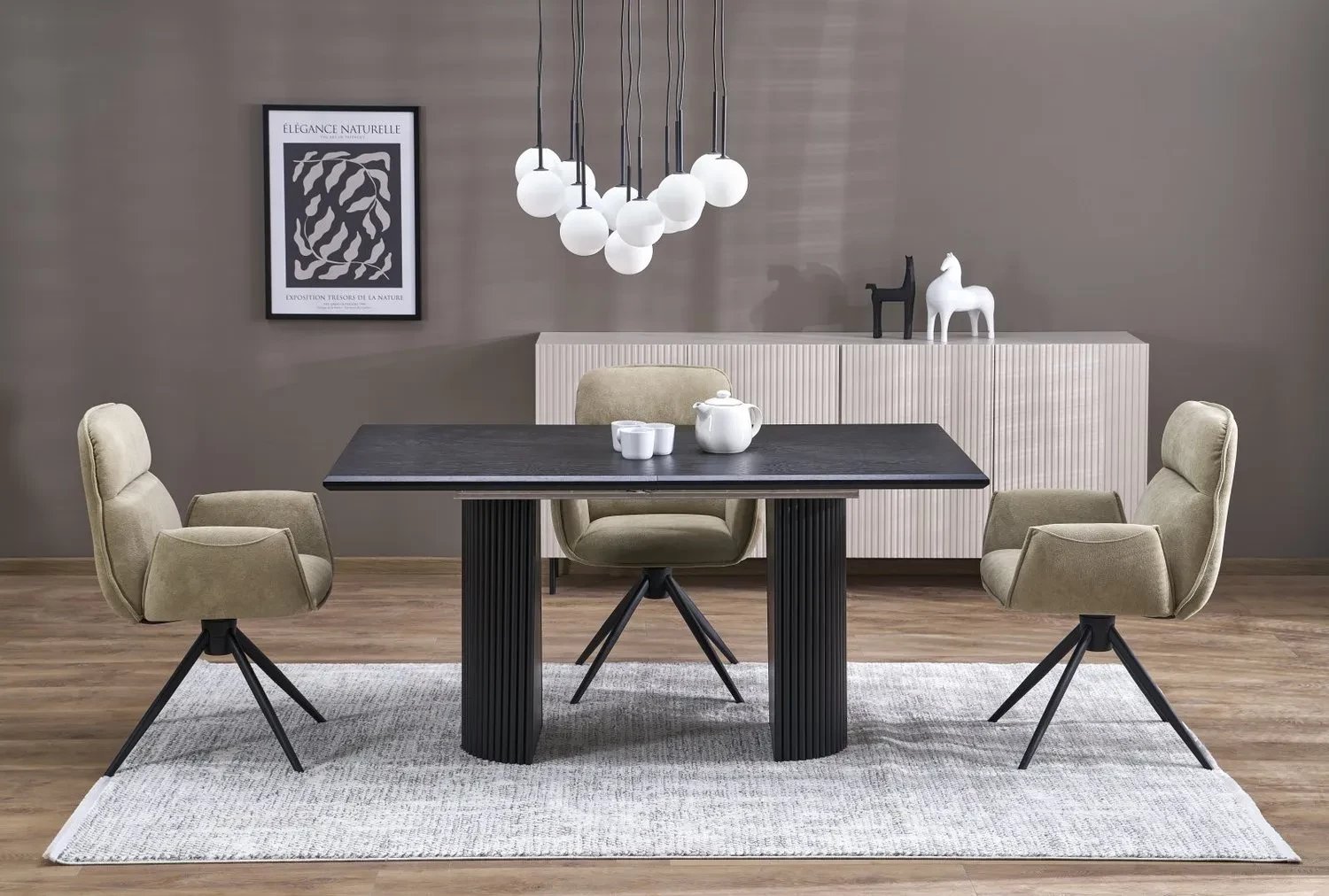 Stół rozkładany BOLERO 160(250)x90 czarny HALMAR