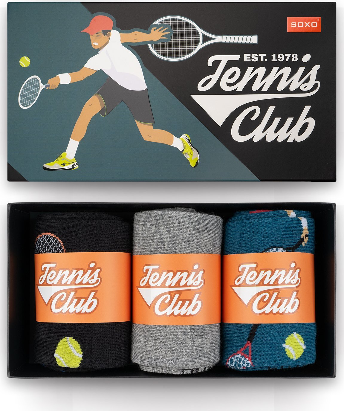 Soxo Zestaw 3x Męskie Skarpetki kolorowe SOXO tenis 4045