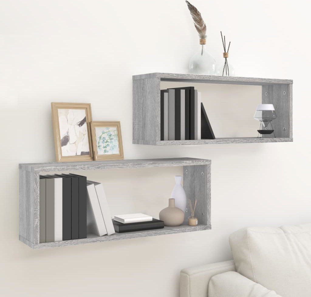 vidaXL vidaXL Półki ścienne, 2 szt., szary dąb sonoma, 60x15x23 cm