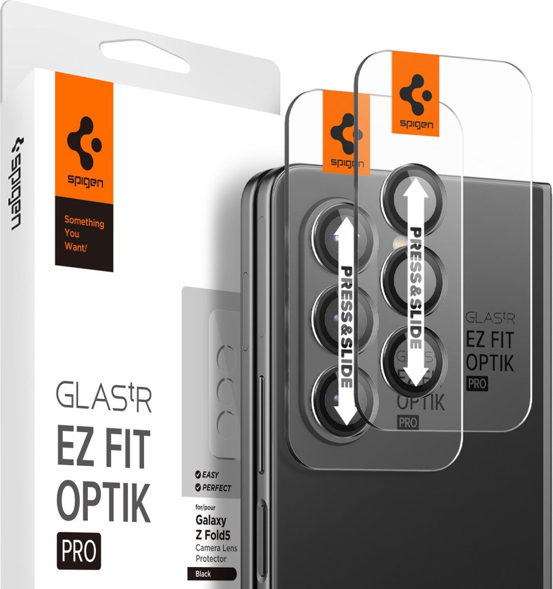 Spigen Glass tR EZ Fit Optik Pro 2 Pack, black - Samsung Galaxy Z Fold5