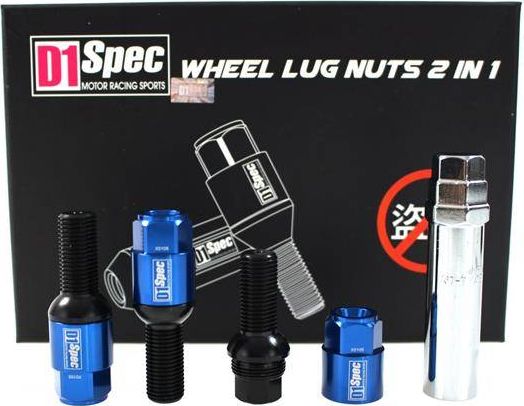 D1Spec_D Śruby do kół D1Spec Heptagon 2w1 Stal 14x1.5 Blue