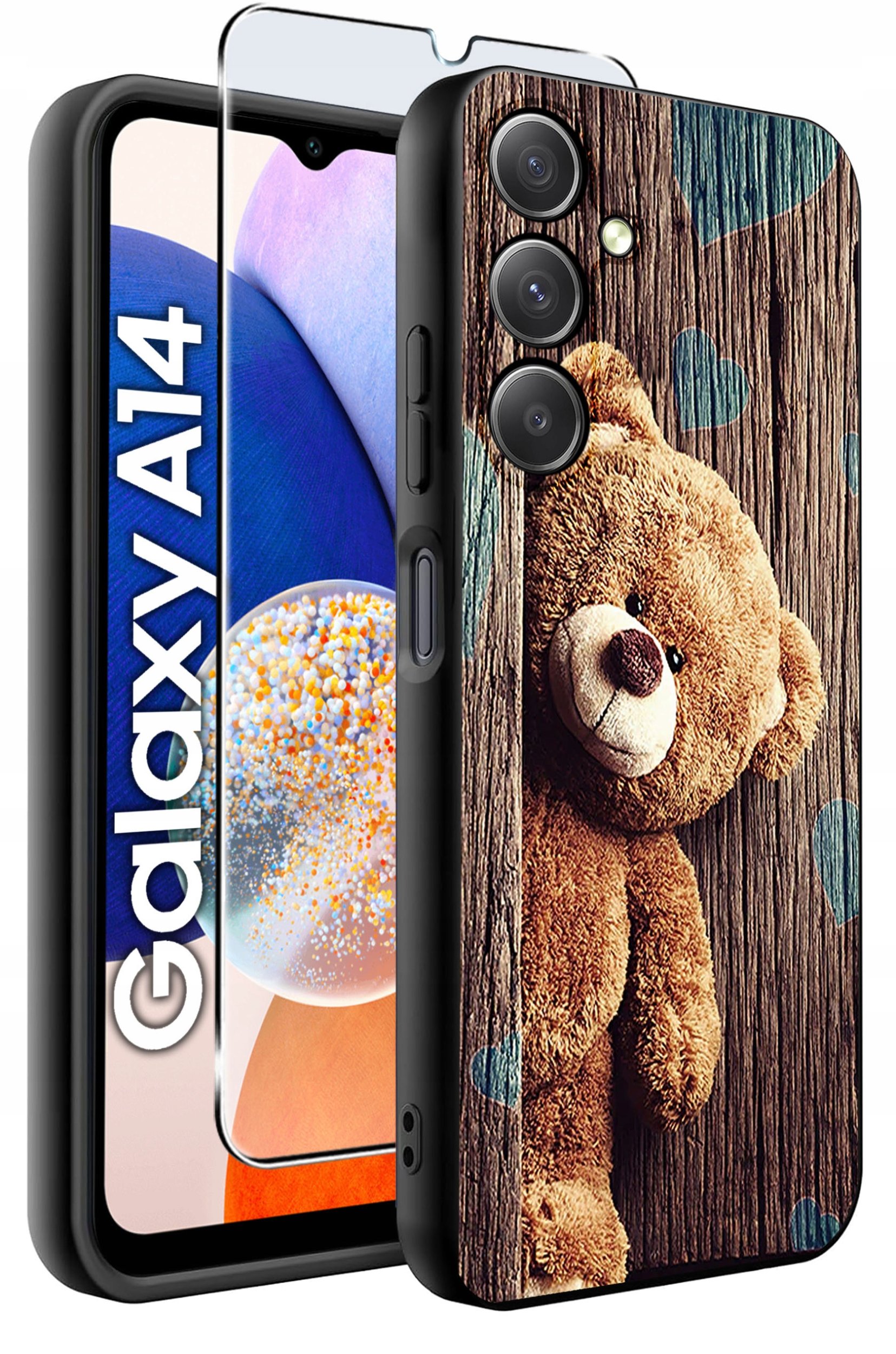 ETUI do Samsung A14 5G WZORY | SILIKONOWE MATT CASE + SZKŁO HARTOWANE 9H