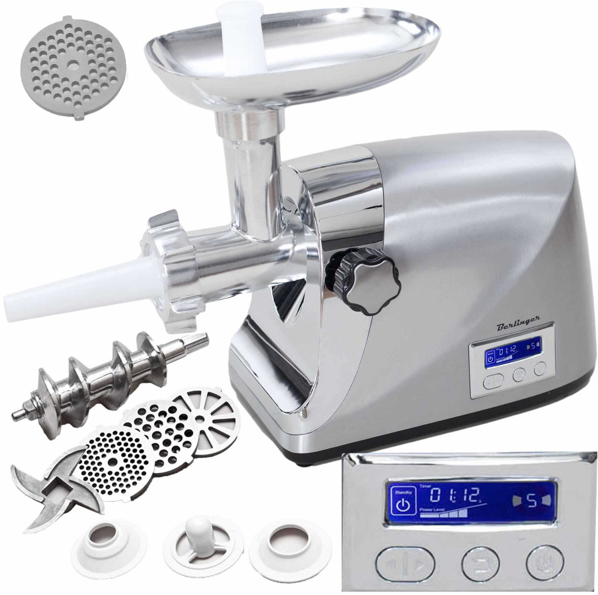 Maszynka do mielenia mięsa Berlinger Maszynka do mięsa 2200W metalowa obudowa z regulacją obrotów LCD