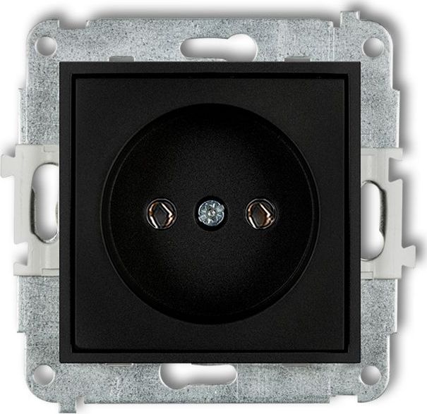 Karlik MINI Gniazdo pojedyncze b/u z przesłonami czarny mat 12MGP-1p