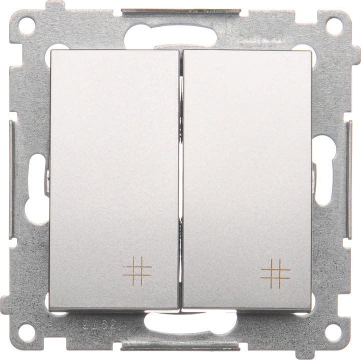 Kontakt-Simon Łącznik krzyżowy Simon 54 podwójny 10AX 250V srebrny mat (DW7/2.01/43)