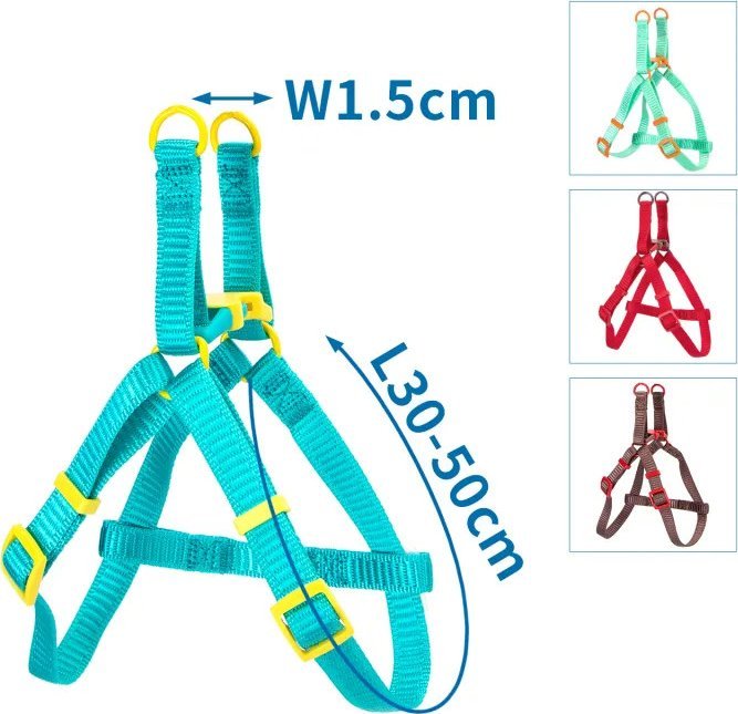 Nobleza Szelki W1.5*L30-50CM RED/BROWN/BLUE/GREEN COLOURED NYLON DOG HARNESS W1.5*L30-50CM RED/BROWN/BLUE/GREEN