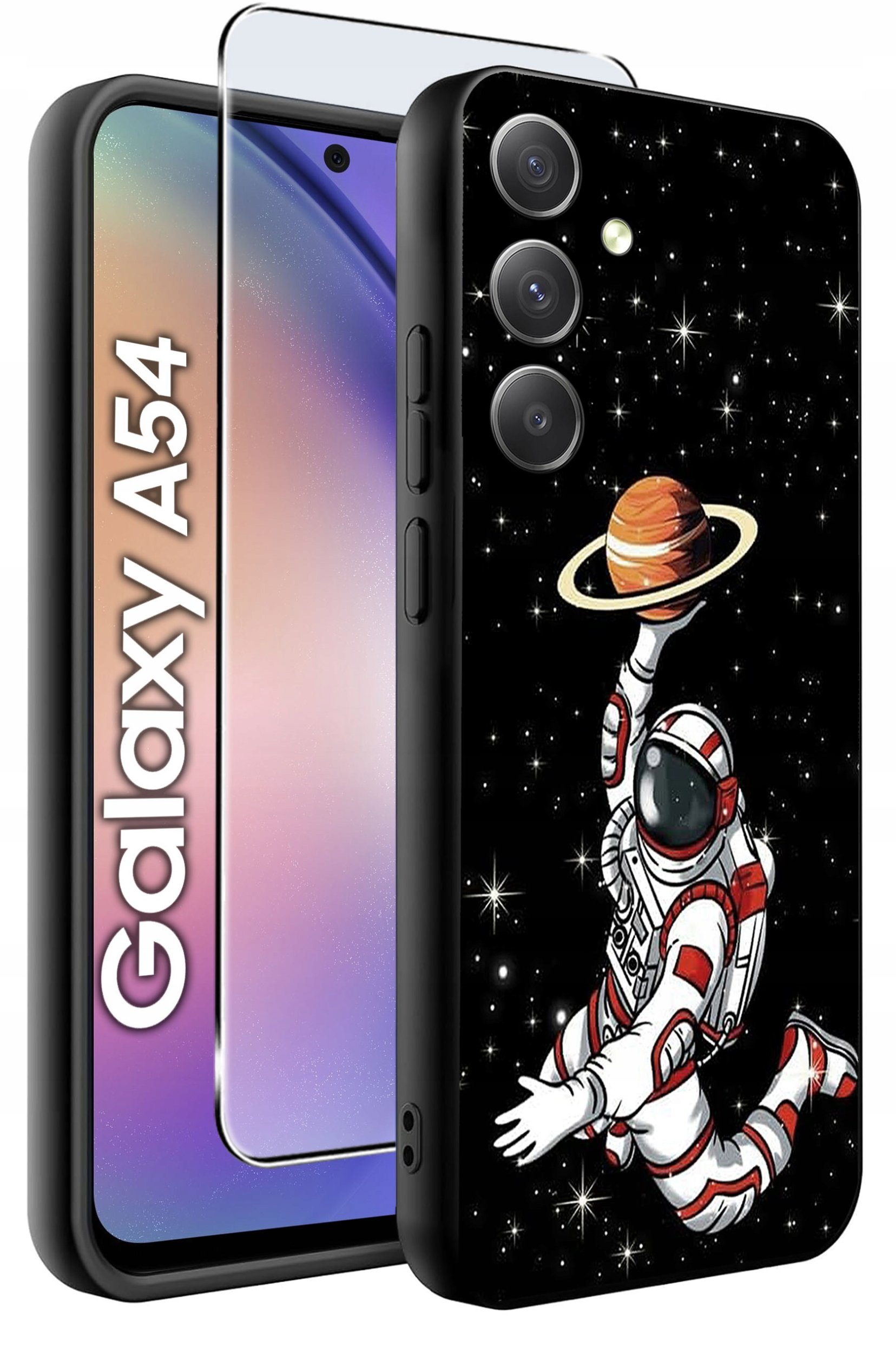 ETUI do Samsung A54 5G WZORY | SILIKONOWE MATT CASE + SZKŁO 9H