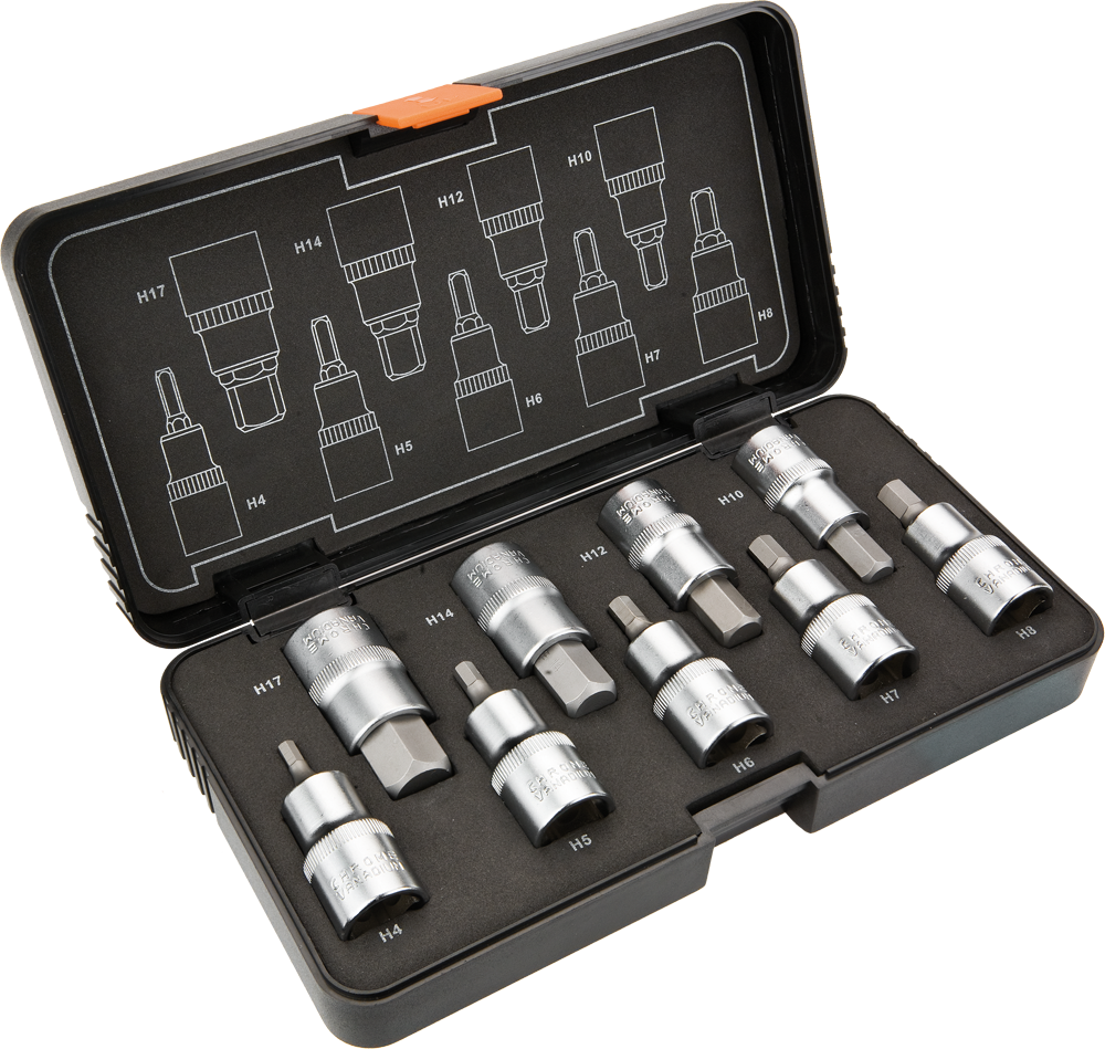 Neo Zestaw nasadek trzpieniowych imbusowych hex 1/2" H4-H17 9szt.. (08-705)