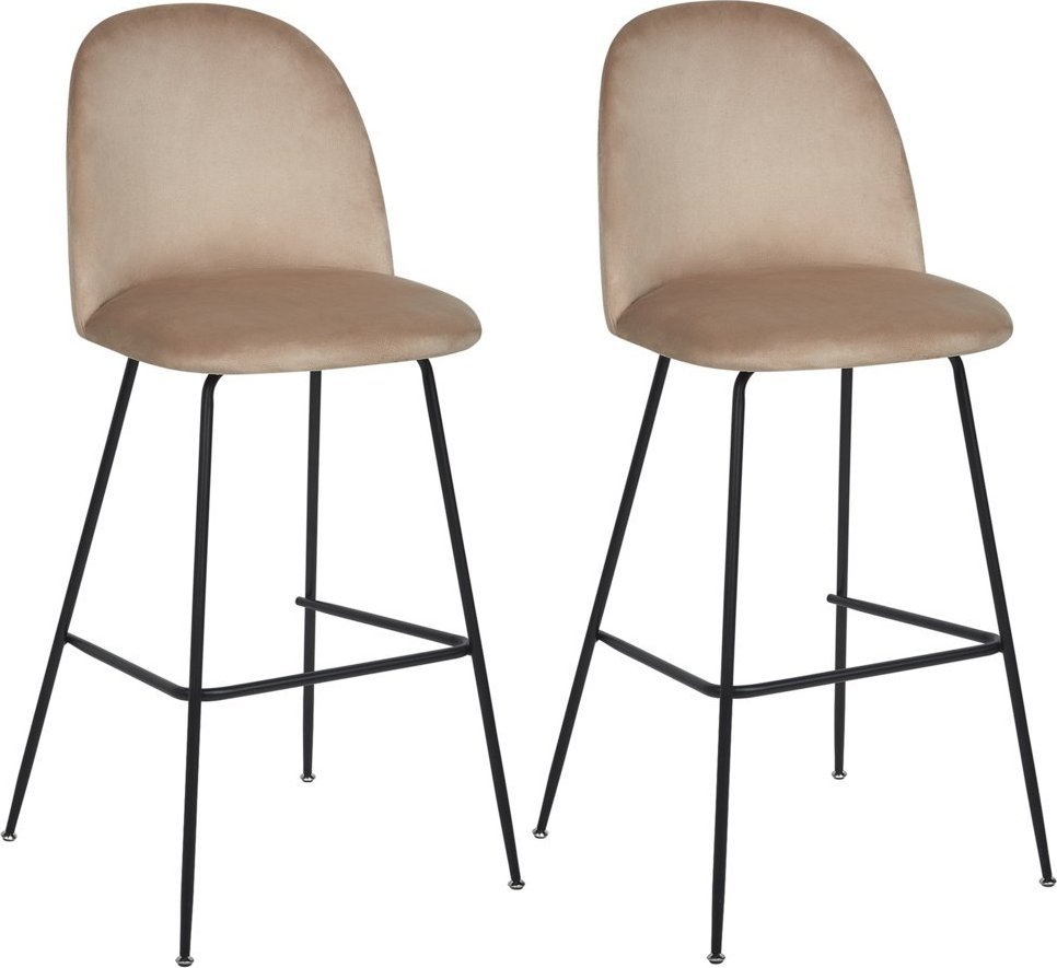 Beliani Zestaw 2 krzeseł barowych welurowy beżowoszary ARCOLA