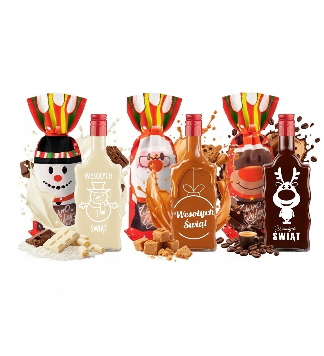 ZESTAW BUTELKA FALA Z NADRUKIEM + TOREBKA ŚWIĄTECZNA opakowanie na prezent