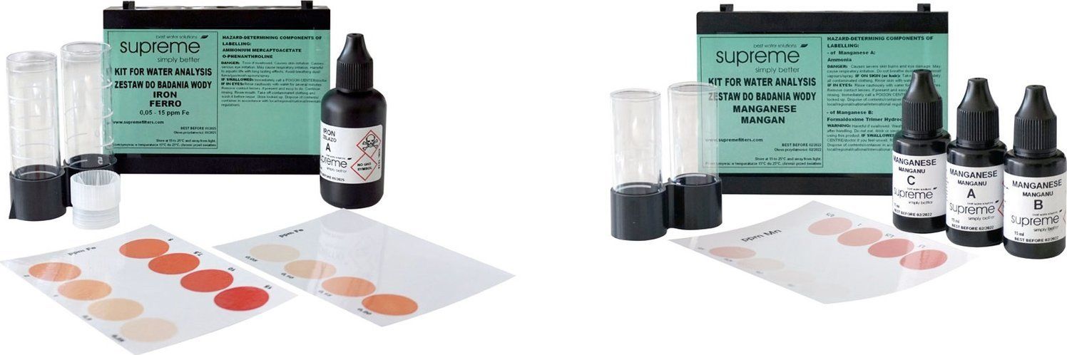 Supreme Zestaw profesjonalnych testerów kropelkowych na żelazo i mangan