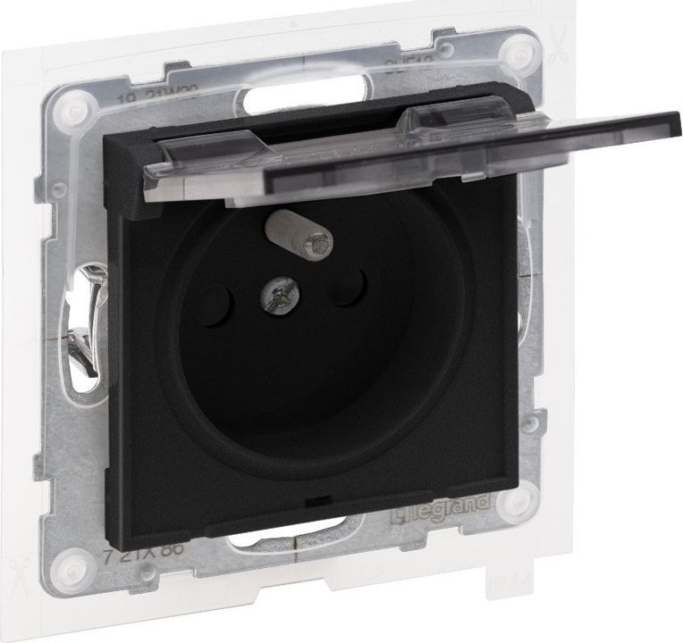 Legrand SUNO - Gniazdo 2P+Z IP44 - 16 A - 250 V~ - zaciski automatyczne - z przesłoną, Czarny - Legrand 721486 himp