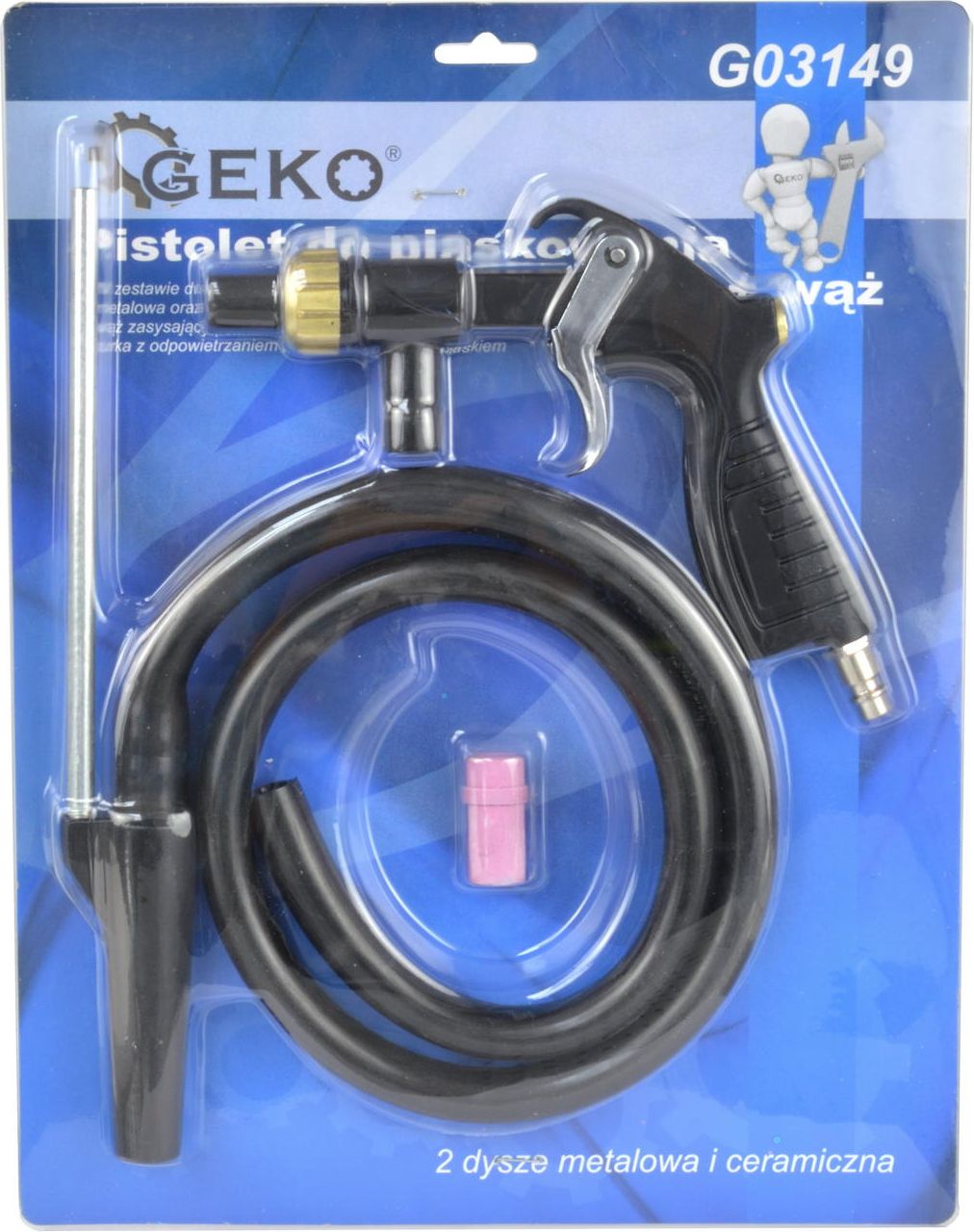 Geko Pistolet do piaskowania 2 x dysza + wąż(20)