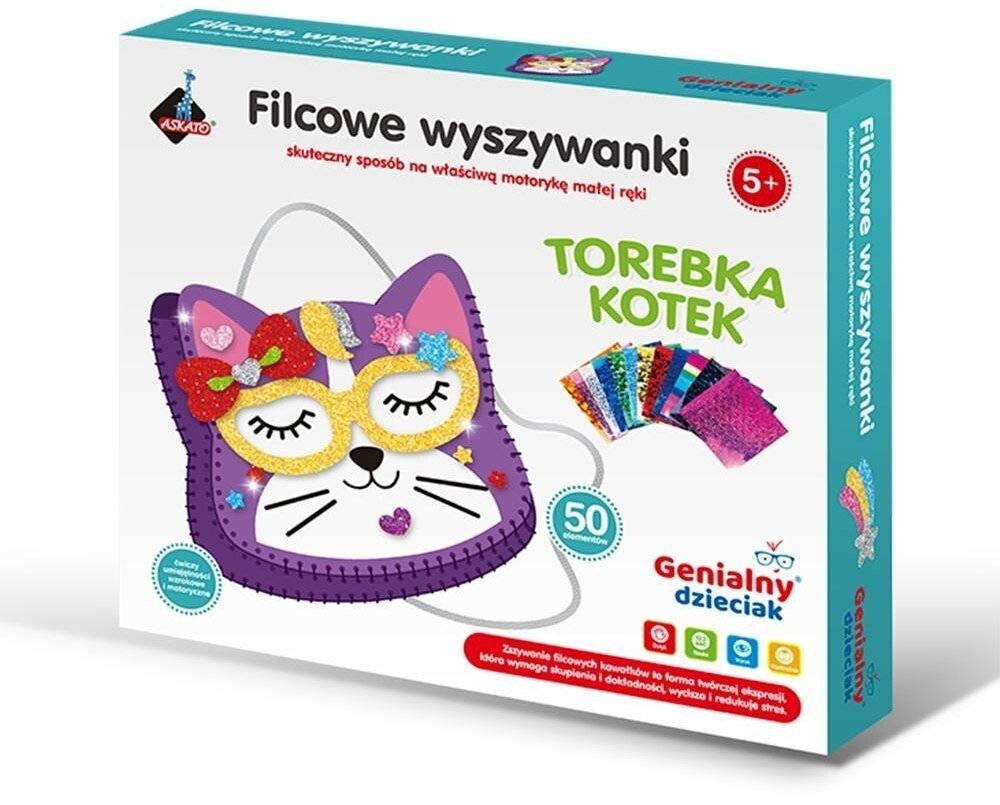 Filcowe wyszywanki - torebka kotek