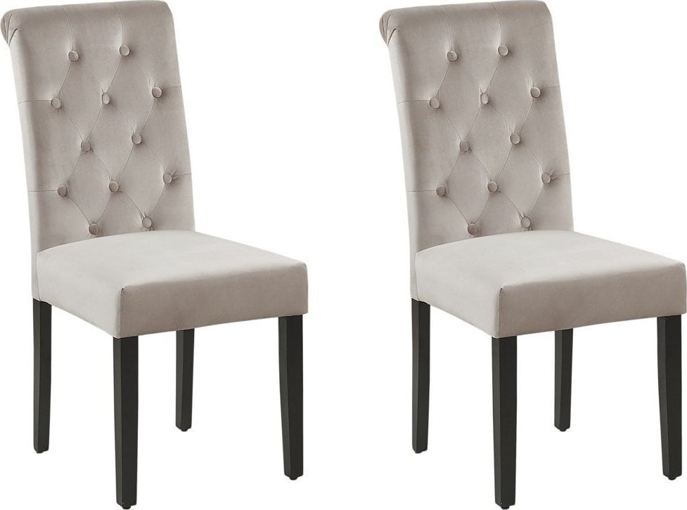 Beliani Zestaw 2 krzeseł do jadalni z kołatką welurowy beżowoszary VELVA II
