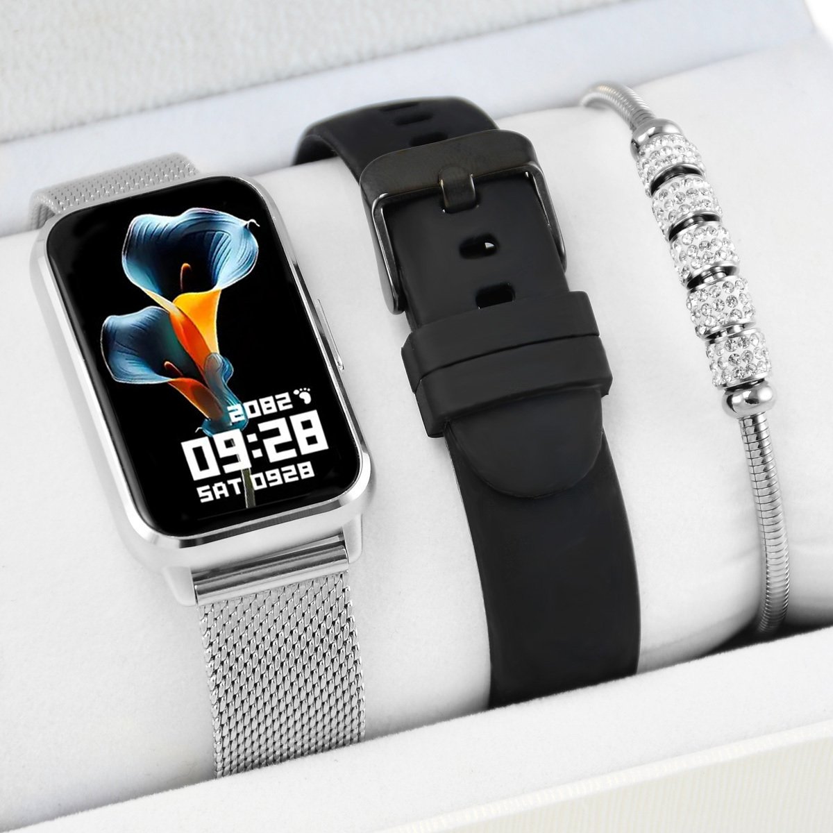 Smartwatch Rubicon Zestaw damski zegarek SMARTWATCH RNCF48- silver + bransoletka